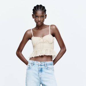 Zara COTTON KNIT CORSET TOP